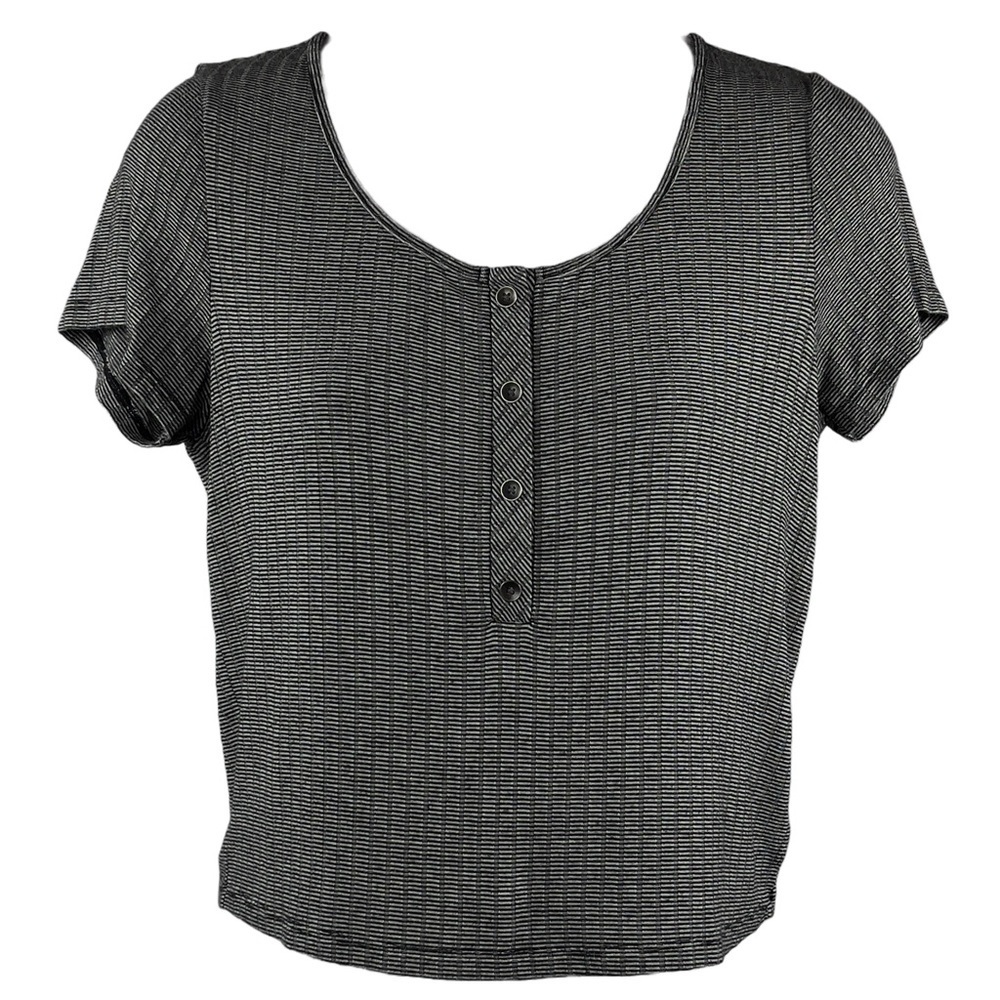 American Eagle Outfitters Gray Cropped Henley Size Medium - Picture 2 of 9